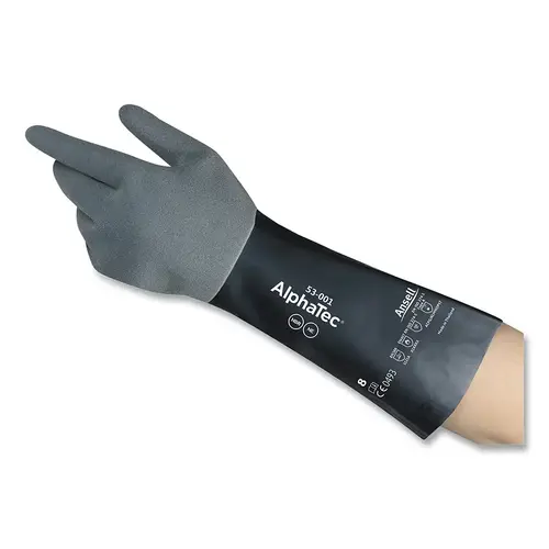AlphaTec 53-001-9 53-001 Chemical-Resistant Gloves, Size 9, Black/Gray