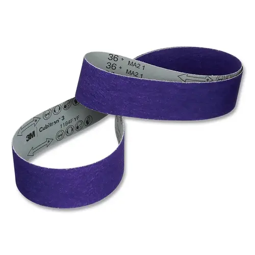 CUBITRON 068060-66608 Cubitron  3 Cloth Belt 1184F, 3/4 in W x 20-1/2 in L, 36+ Grit, Fabri-lok, Single-flex Purple