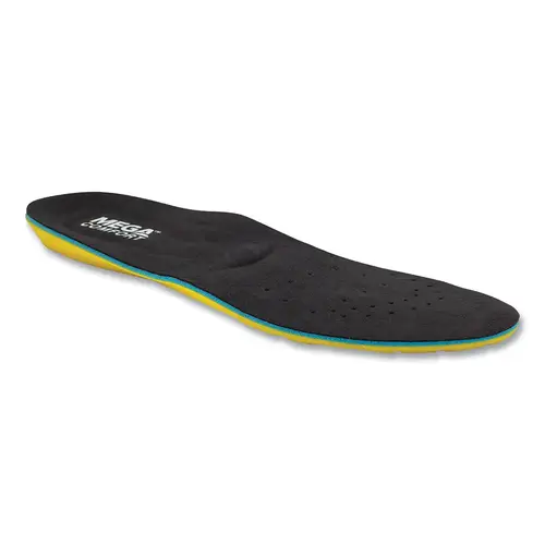 MegaComfort MSM1011/W1213 MegaSole  Gel Anti-Fatigue Insole, Men's 10 and 11/Women's 12 and 13, Gel Enhanced/ Dual Layer Memory Foam, Yellow/Blue/Black - pack of 10