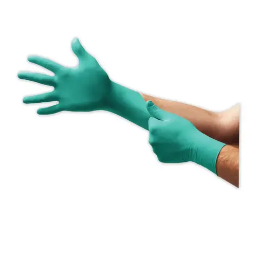 TouchNTuff 925007.58 92-500 Disposable Nitrile Gloves, Rolled Cuff, Size 7.5 to 8, Green