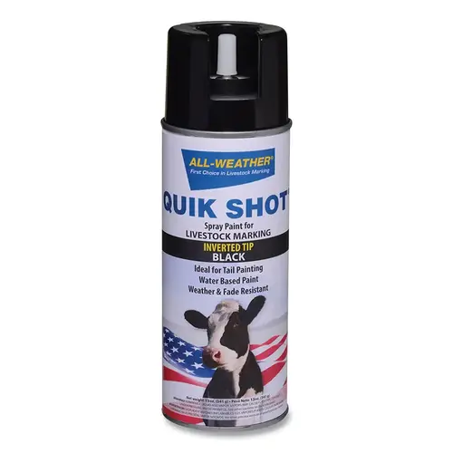 ALL-WEATHER 61195 QUIK SHOT Tail Paint Spray Marker, 13 oz, Black - pack of 12
