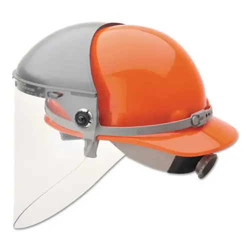 High Performance  Faceshield Systems for Hard Hat, F500 Series, 7 in Crown, SpeedyLoop Gray