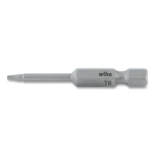 T6 Torx  Bit, 1/4 in Dr, 2 in L, CRM Steel, - pack of 10
