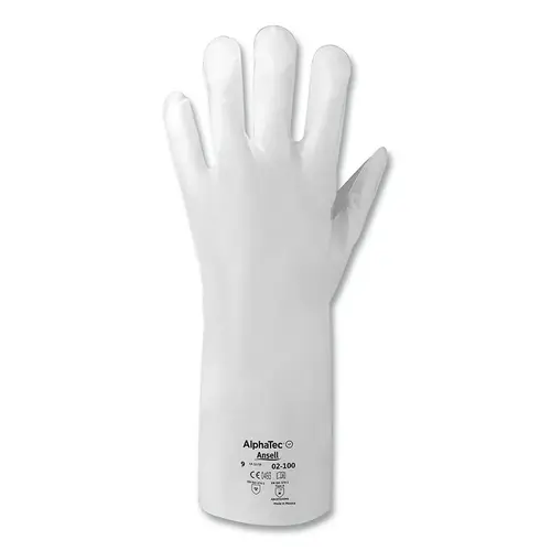 AlphaTec 02-100-8 02-100 Chemical-Resistant Gloves, Size 8, White - pack of 12