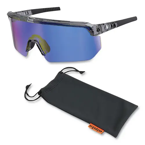 SKULLERZ 55012 Skullerz  AEGIR Safety Glasses/Sunglasses, Blue Mirror Polycarbonate Lens, Fog-Off+  Coating, Clear Smoke Frame - pack of 12