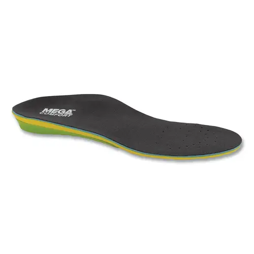 MegaComfort MTM1213 MultiThotic  3-in-1 Orthotic Insole, Men's 12 and 13, Dual Layer Memory Foam/ Medical Grade Polyplastic, Yellow/Green - pack of 10