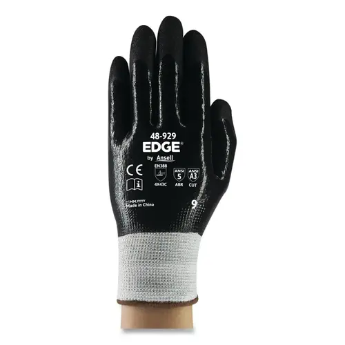 EDGE 48-929-080 48-929 Cut and Oil Resistant Gloves, Size 8, Black - pack of 12