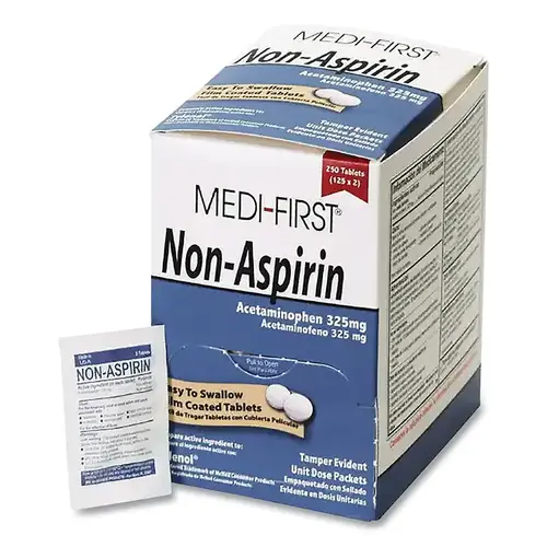 MEDI-FIRST 80348 Non-Aspirin Pain Reliever, Acetaminophen, Unflavored