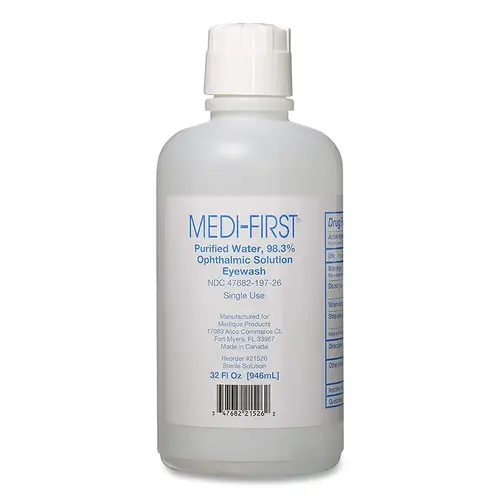 MEDI-FIRST 21526 Medi-Wash Eyewash Solution, 32 oz, Squeeze Bottle - pack of 12
