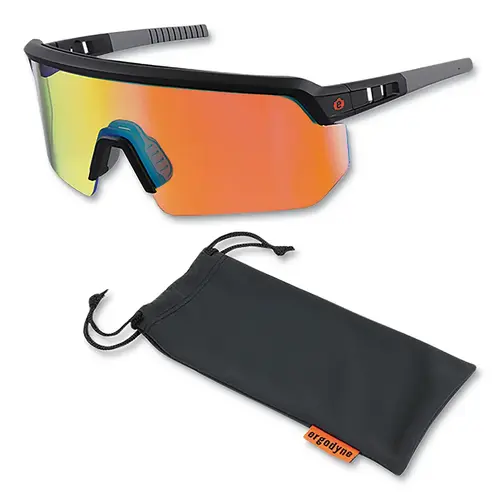 SKULLERZ 55010 Skullerz  AEGIR Safety Glasses/Sunglasses, Orange Mirror Polycarbonate Lens, Fog-Off+  Coating, Matte Black Frame - pack of 12