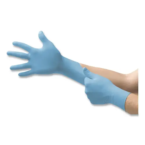 TouchNTuff 92675XL 92-675 Nitrile Powder-Free Disposable Gloves, Textured Fingers, 4.3 mil Palm/5.5 mil Fingers, X-Large, Blue