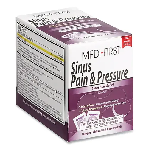 MEDI-FIRST 81933 Sinus Pain & Pressure Relief, Unflavored