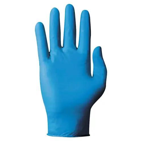 TouchNTuff 92575L 92-575 Nitrile Powdered Disposable Gloves, Textured Fingers, 4.3 mil Palm/5.5 mil Fingers, Large, Blue