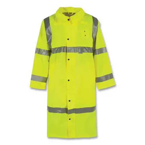 Air-Tex Series High Visibility Breathable Rain Coat, Polyester, Lime, 48 in L, Large