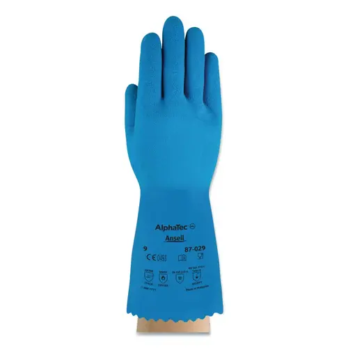 AlphaTec 87-029-10 AlphaTec  87-029 Natural Latex Rubber Glove, Size 10, Blue