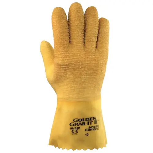 EDGE 1631210 Golden Grab-It  Gloves, Size 10, Gray/Yellow, Fully Coated - pack of 12