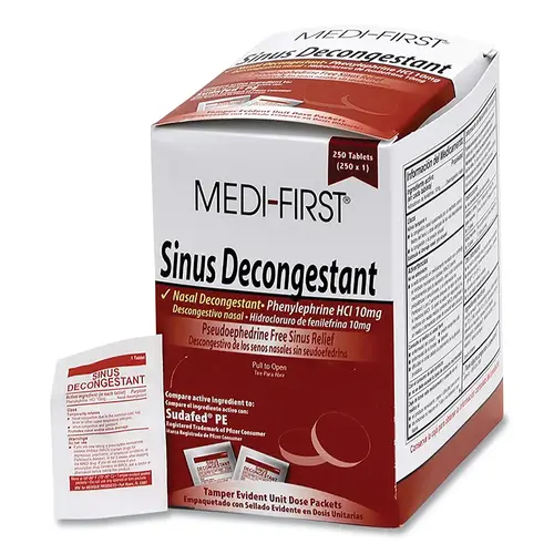 MEDI-FIRST 80948 Sinus Decongestant, Unflavored