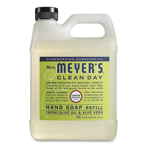 MRS MEYERS CLEAN DAY 651327 Hand Soap Refill, Lemon Verbena, 33 fl oz - pack of 6