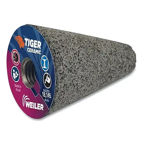Tiger 68404 Tiger  Grinding Cone, 2 in dia x 3 in Thick x 5/8 in-11 Arbor, 20 Grit, Ceramic Alumina, Type 17, 12 EA/BX Brown - pack of 12