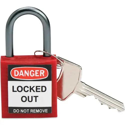 Brady 143150 Compact Safety Locks, 1 1/5 in W x 5/8 L in x 1 2/5 H, Red