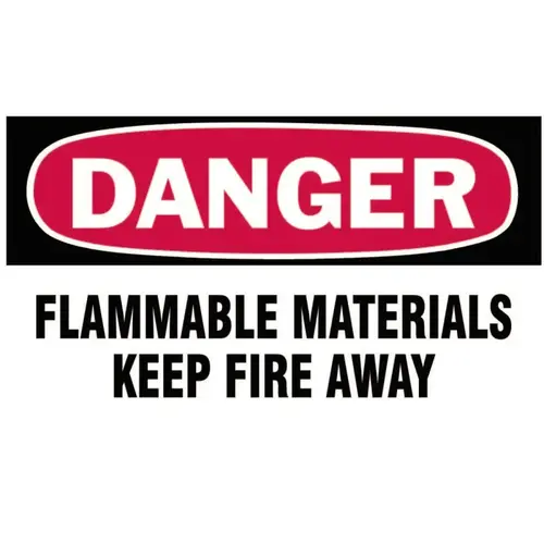 Gas Cylinder Lockout Labels, Danger Flammable Material, 5 in W x 3 in L, WH/RD White/Red/Black - pack of 10