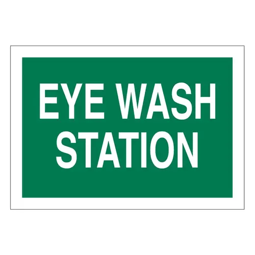 Brady 72722 Eye Wash Station Signs, White on Green