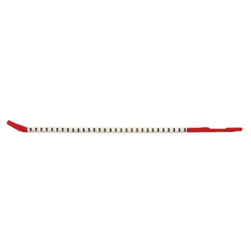Brady SCN103 Clip Sleeve Wire Markers, 0.1 in x 3 in, "3", Black on White