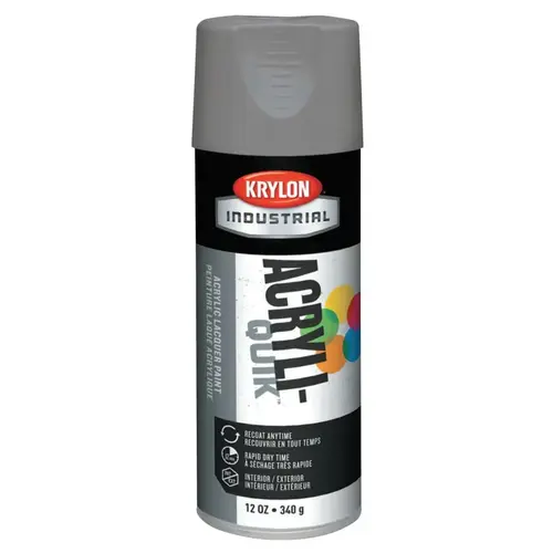 Krylon Industrial K01605A07 Interior/Exterior Industrial Maintenance Paint, 12 oz Aerosol Can, Stone Gray