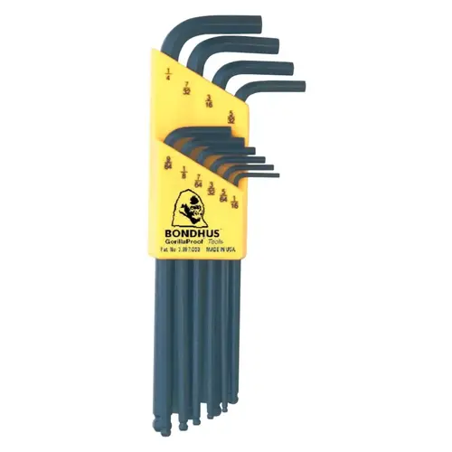 Bondhus 10938 Ball End L-Wrench Set, ProGuard  Finish, 1/16 in to 1/4 in, SAE, 10-Pc Set