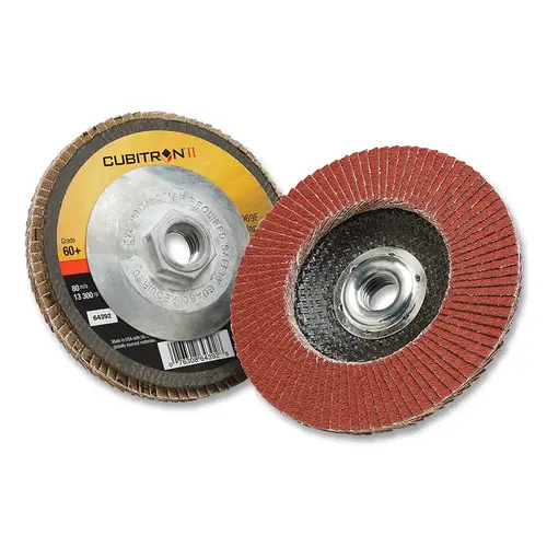 CubitronI 07630864389 Cubitron  II 969F Flap Disc, 4 in dia, 60+ Grit, 5/8 in arbor, 15000 RPM - pack of 10