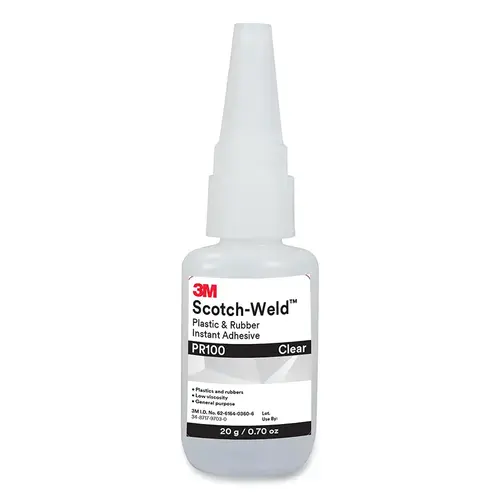 Scotch-Weld 05111525214 Scotch-Weld  Plastic & Rubber Instant Adhesive, PR100, 0.7 oz, Bottle, Clear - pack of 10