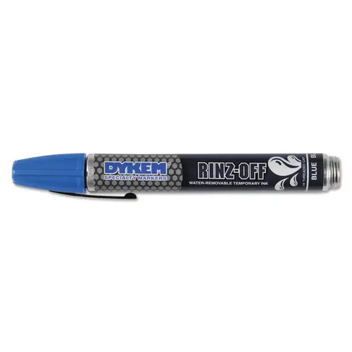 Dykem 44105 RINZ OFF  Water Removable Temporary Marker, Blue, Broad Threaded Cap - pack of 12