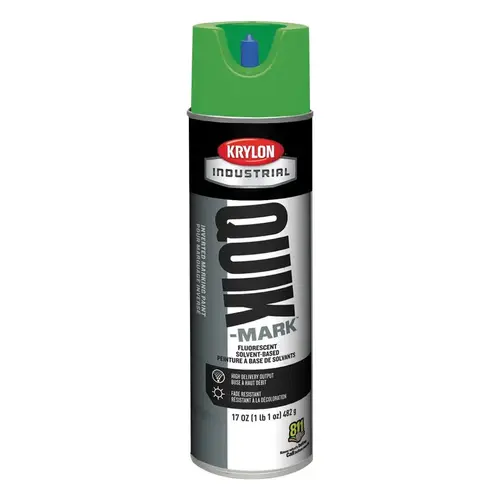 Krylon Industrial A03614007 Quik-Mark  Flourescent Inverted Marking Paint, 17oz, Neon Grn - pack of 12