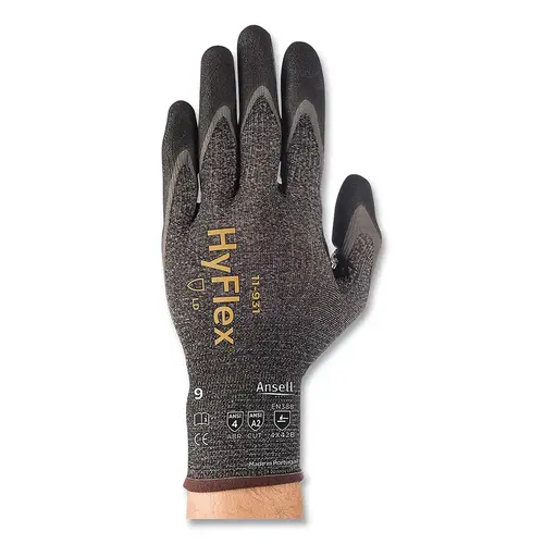 HYFLEX 11-931-11 11-931 Cut-Resistant Gloves, Size 11, Anthracite with Black Foam Nitrile Coating - pack of 12