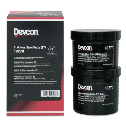 Devcon 10270 Stainless Steel Putty (ST), 1 lb, Can Grey