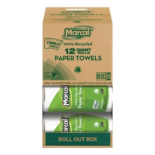 MARCAL PAPER 6183 100% Recycled Roll Towels, 5 1/2 x 11, 140 Sheets White - pack of 12