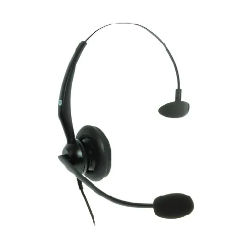 Over the Head 1 Ear Headset with RJ11 Direct Plug In bottom lead Connector RJ11 Direct Plug In