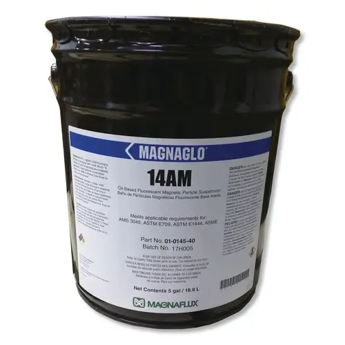 MAGNAFLUX 01014540 Magnaglo  14AM Fluorescent Premixed Prepared Bath with Carrier ll, 5 gal Pail, Brown