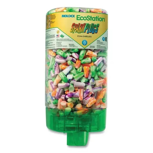 ECOSTATION 6705 EcoStation  Earplug Dispenser Starter Kit, Recyclable Bottle, Foam Earplugs, Bright Green, Pura-Fit  - pack of 4