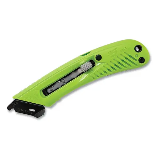 Pacific Handy Cutter E211051 S5 Safety Cutter, 6.12 in L, Manual-Retracting Blade, Carbon Steel, Plastic Handle, Green