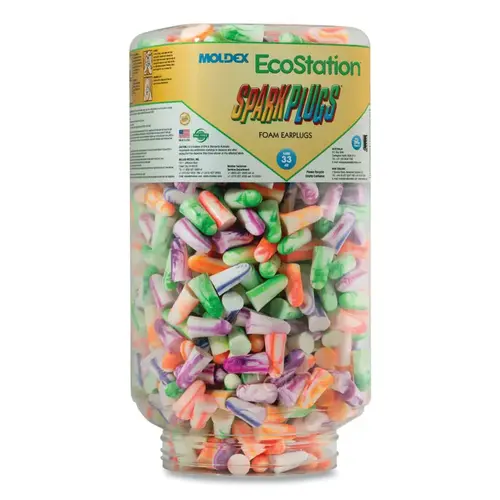 ECOSTATION 6708 EcoStation  Dispenser Snap-In Earplug Refill, Recyclable Bottle, Foam Earplugs, Bright Green, Meteors  - pack of 2000
