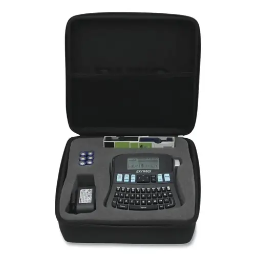 Dymo 1738976 LabelManager  210D Label Printer with QWERTY Keyboard Kit, Includes (2) Starter Label Cassettes, (6) AA Batteries, AC Adapter Black