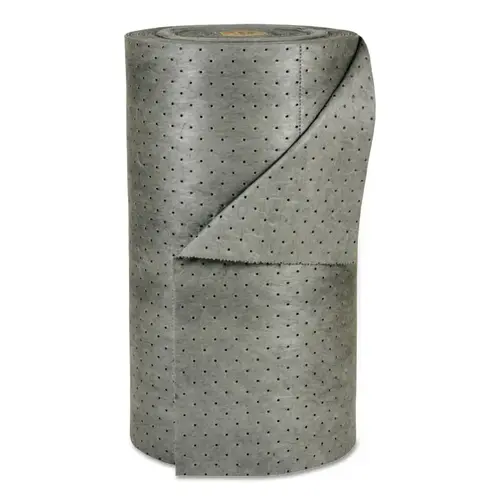 MRO Plus  Absorbent, Absorbs 49 gal, 30 in W x 150 ft L, Heavy Weight, Double Perforated, 3-Ply, Roll Gray