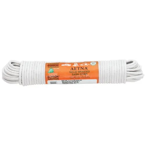SAMSON ROPE 002016001060 Interlocked Sash Cord, 800 lb Capacity, 100 ft, Cotton, White
