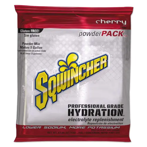 Sqwincher 159016401 Powder Packs, Cherry, 47.66 oz, Pack, Yields 5 gal