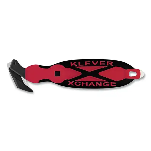 KLEVER KCJXC35R Klever XChange35 Safety Cutter, 7 in L, Straight Blade, Carbon Steel, Plastic Handle, Red - pack of 12