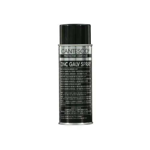 CANTESCO AG16A Zinc Rich Galv Spray, Aerosol Can, 16 oz, Brilliant Aluma Finish Silver