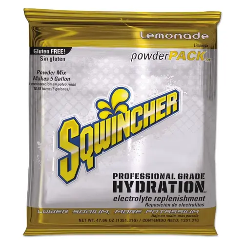 Sqwincher 159016403 Powder Packs, Lemonade, 47.66 oz, Pack, Yields 5 gal