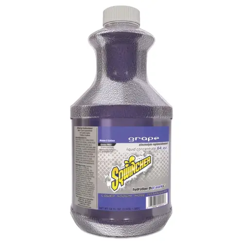 Sqwincher 159030322 Liquid Concentrate, 64 oz, Bottle, Yields 5 gal, Grape