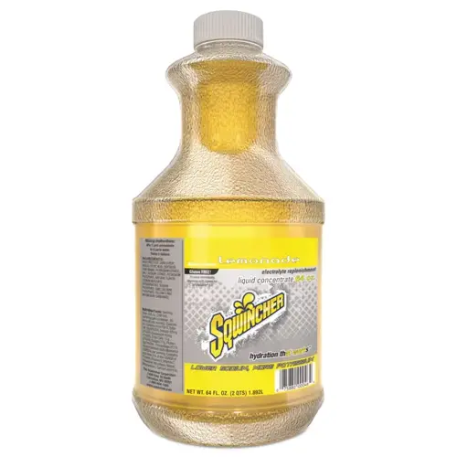 Sqwincher 159030323 Liquid Concentrate, 64 oz, Bottle, Yields 5 gal, Lemonade